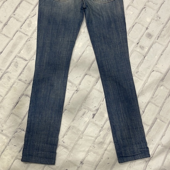 7 For All Mankind Roxanne Jeans Skinny Straight Distressed Mid-Rise Denim - Picture 10 of 14